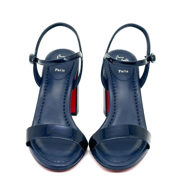 Christian Louboutin MISS JANE SANDAL 85 Patent Leather Heels Shoes Zaffiro - Picture 9 of 16